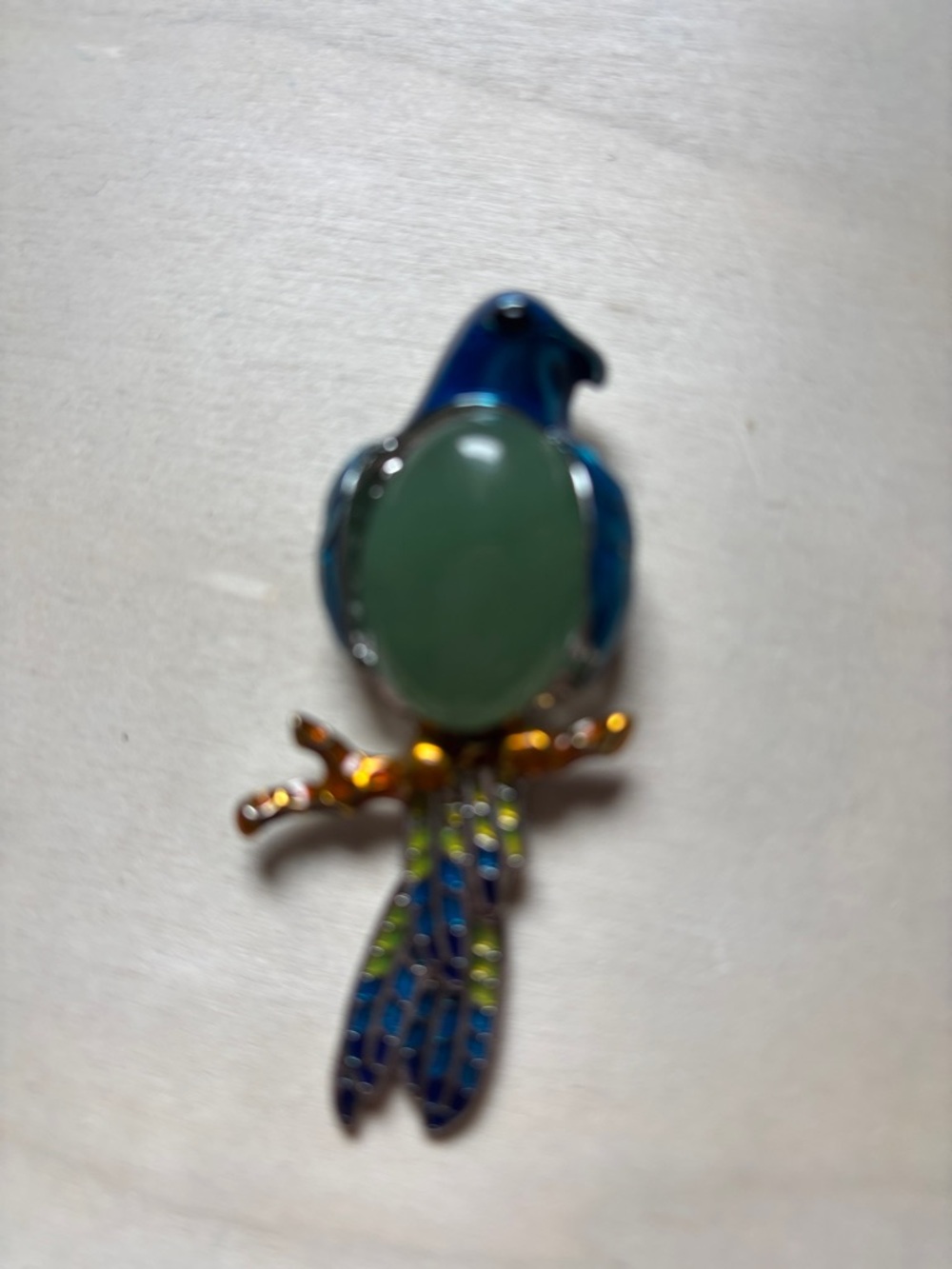 #5 Green Aventurine Parrot Bird Pin Brooch